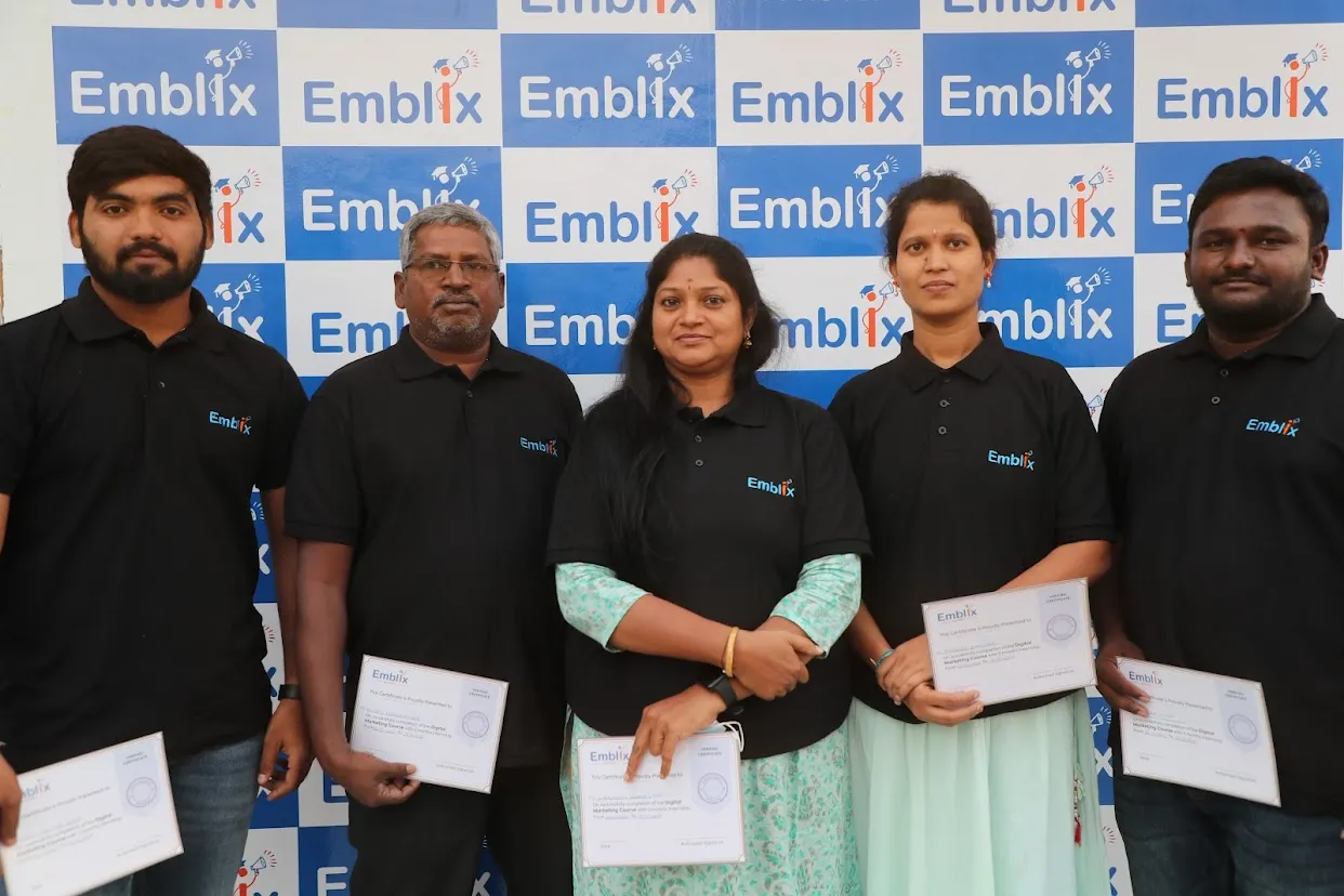 Emblix Academy graduation ceremony in KPHB, Hyderabad — on the stage