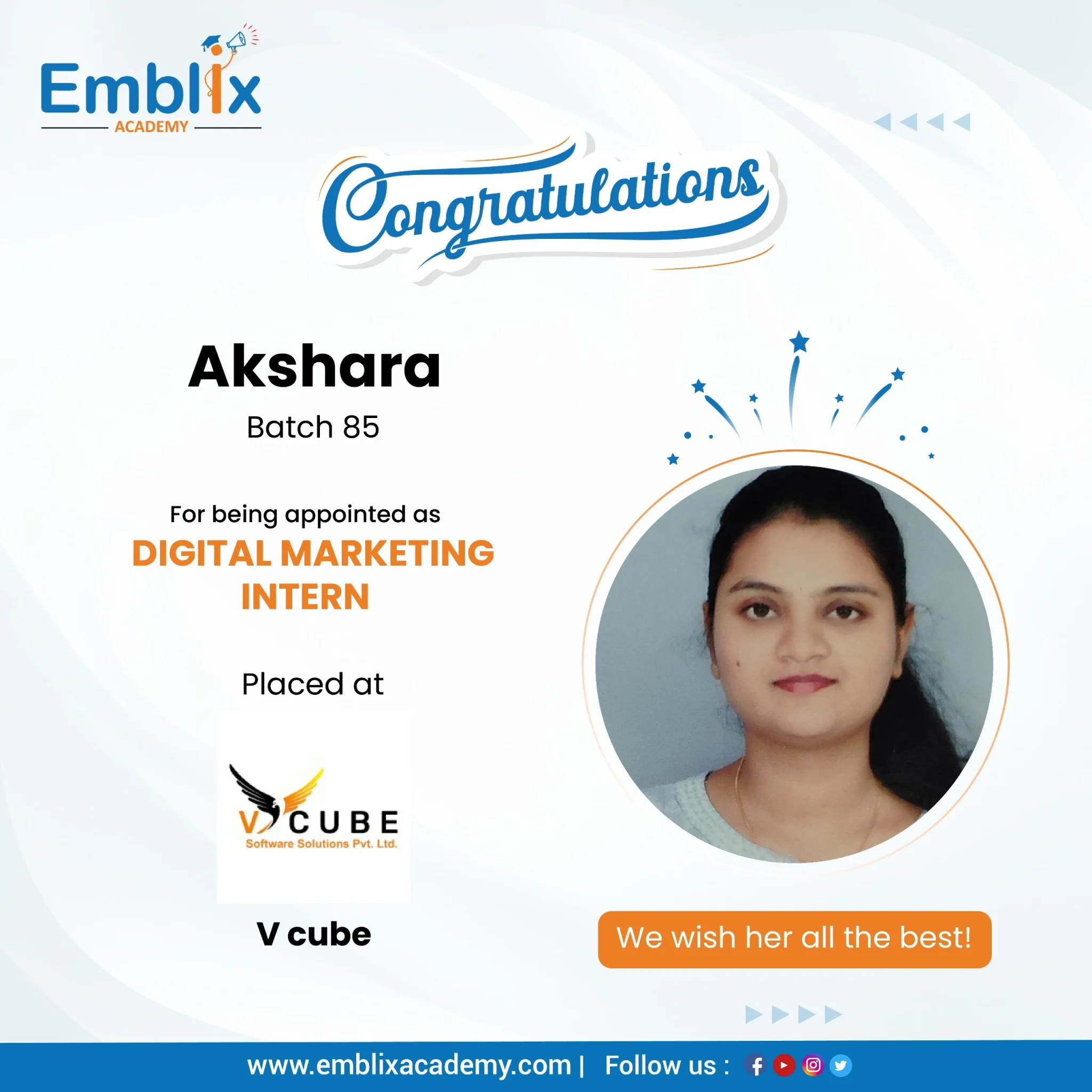 Ranadhir Reddy placed at Rankridge — Emblix Academy alumni