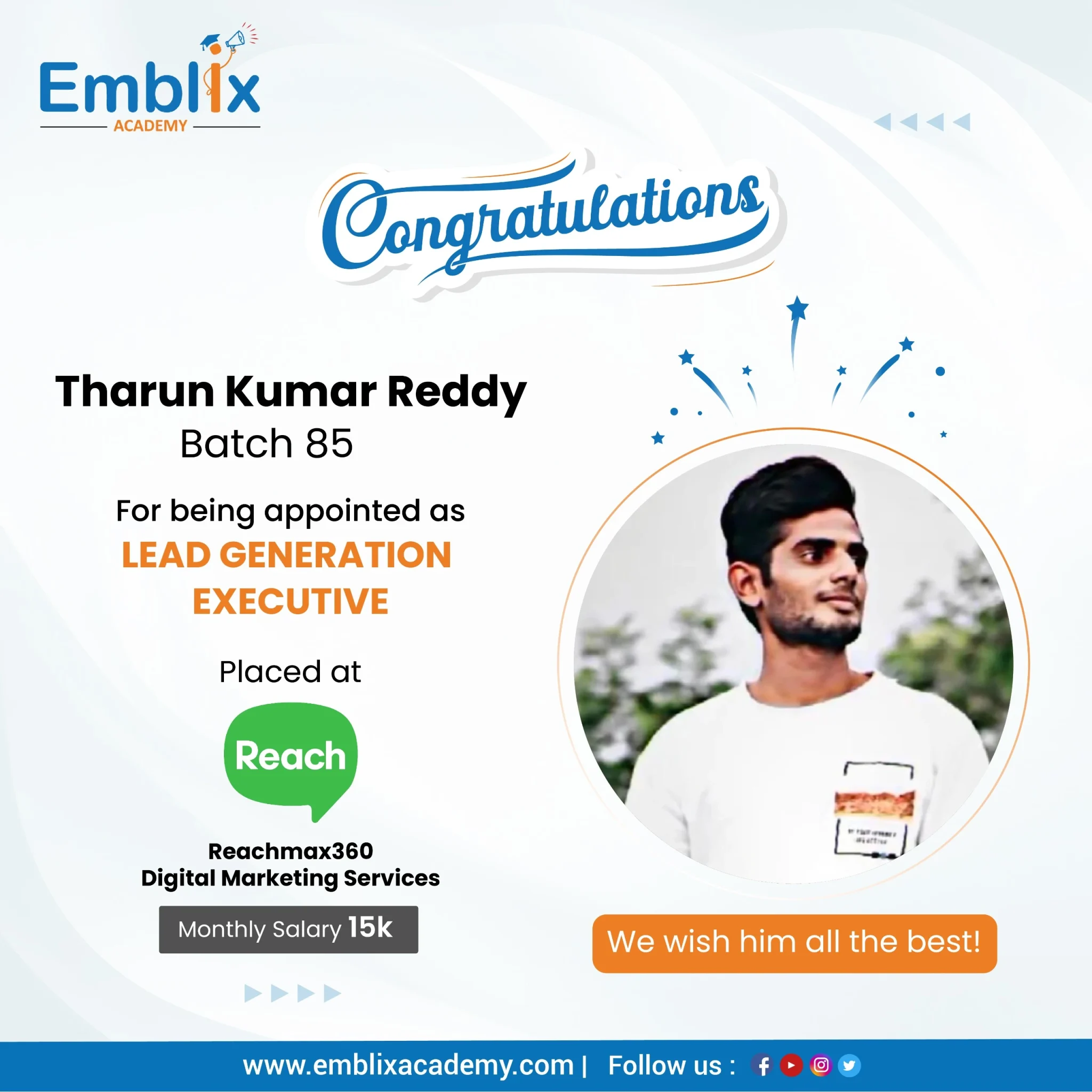 Keerthana Challa placed at EpiSent — Emblix Academy alumni